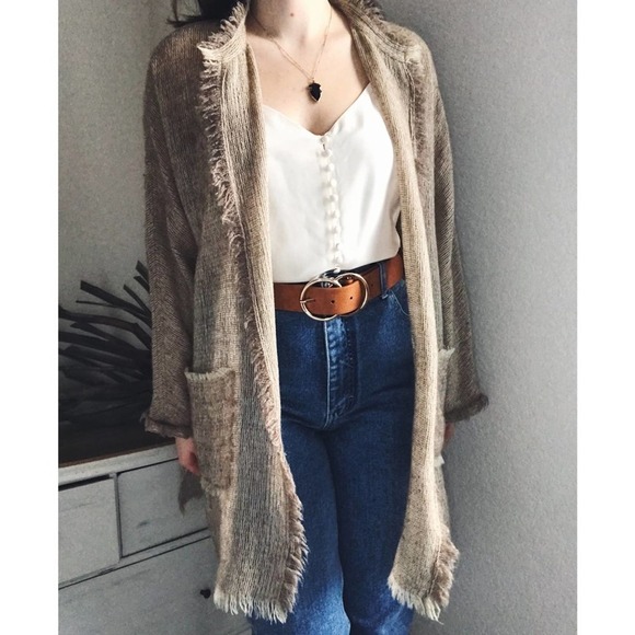 Burlap Open Long Jacket Cardigan - Picture 3 of 8